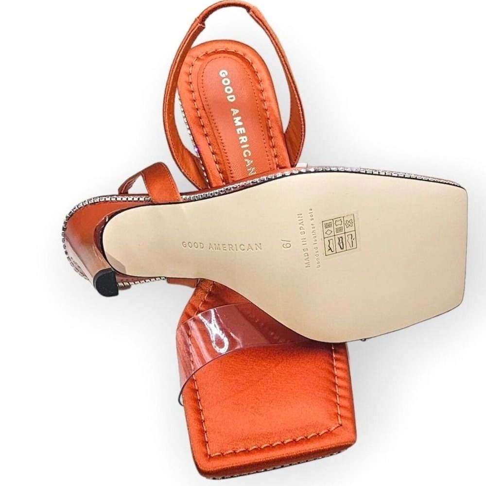 Crystal Crush Lucite Rhinestone Orange Stiletto Sandal by Good American SZ‎ 6.5 - Picture 6 of 8